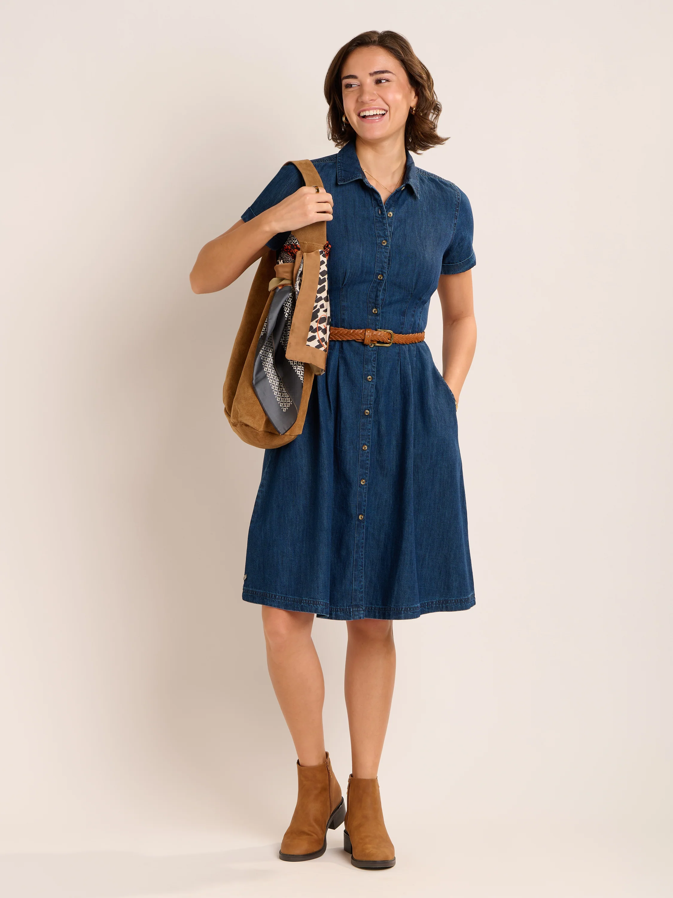Antonia Knee Length Denim Dress