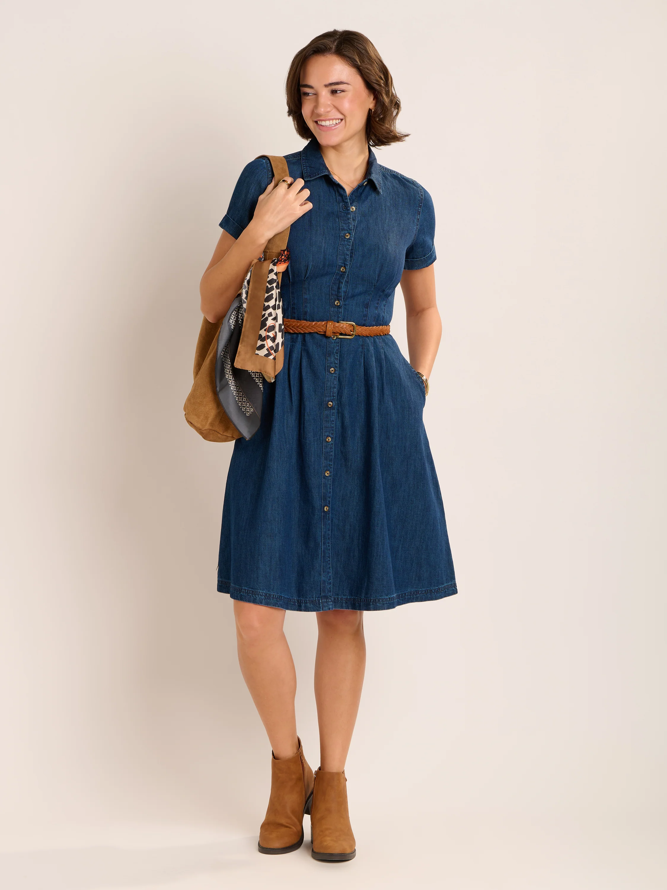 Antonia Knee Length Denim Dress - Image 8