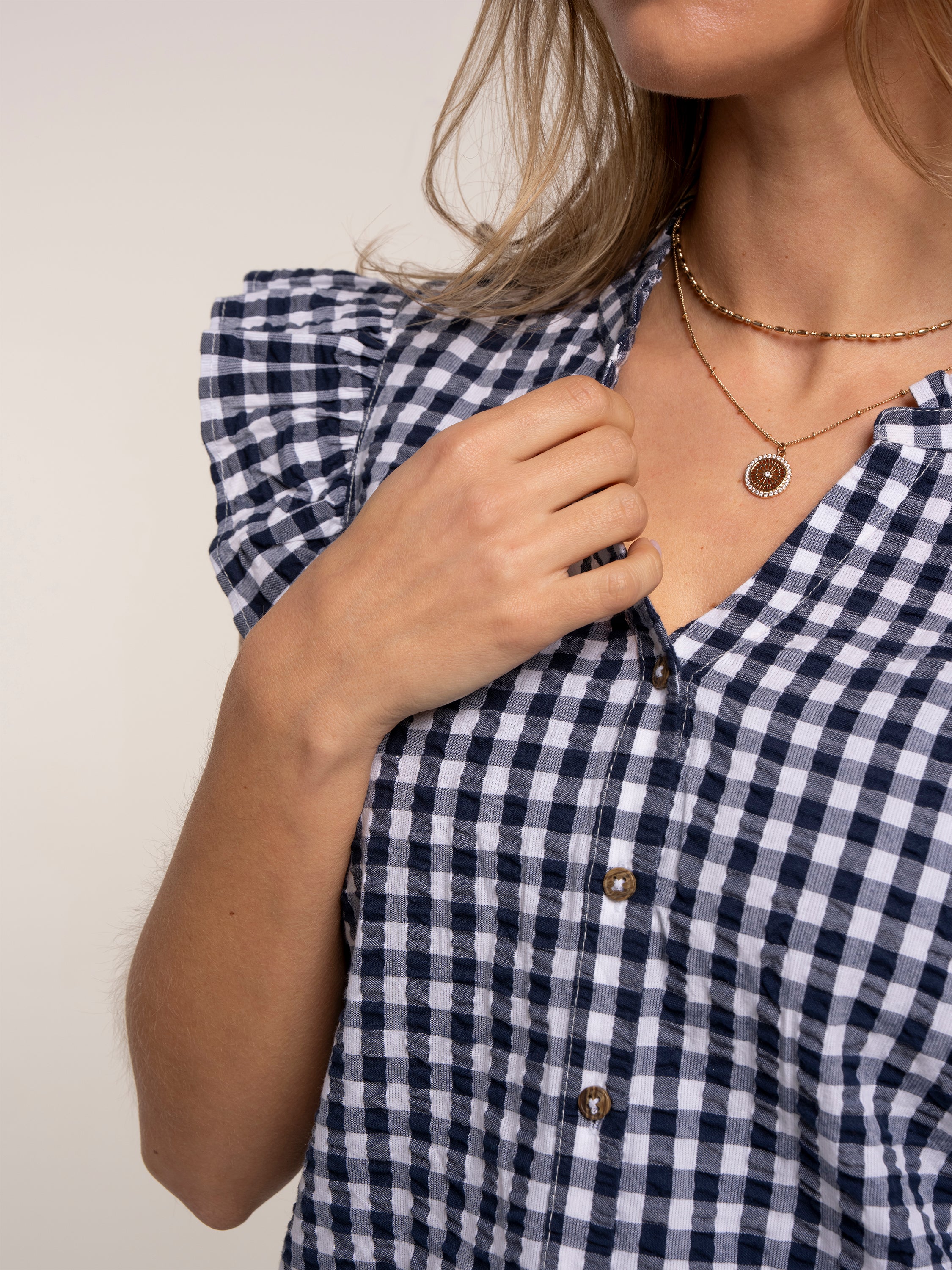 Bia Gingham Sleeveless Blouse - Image 3