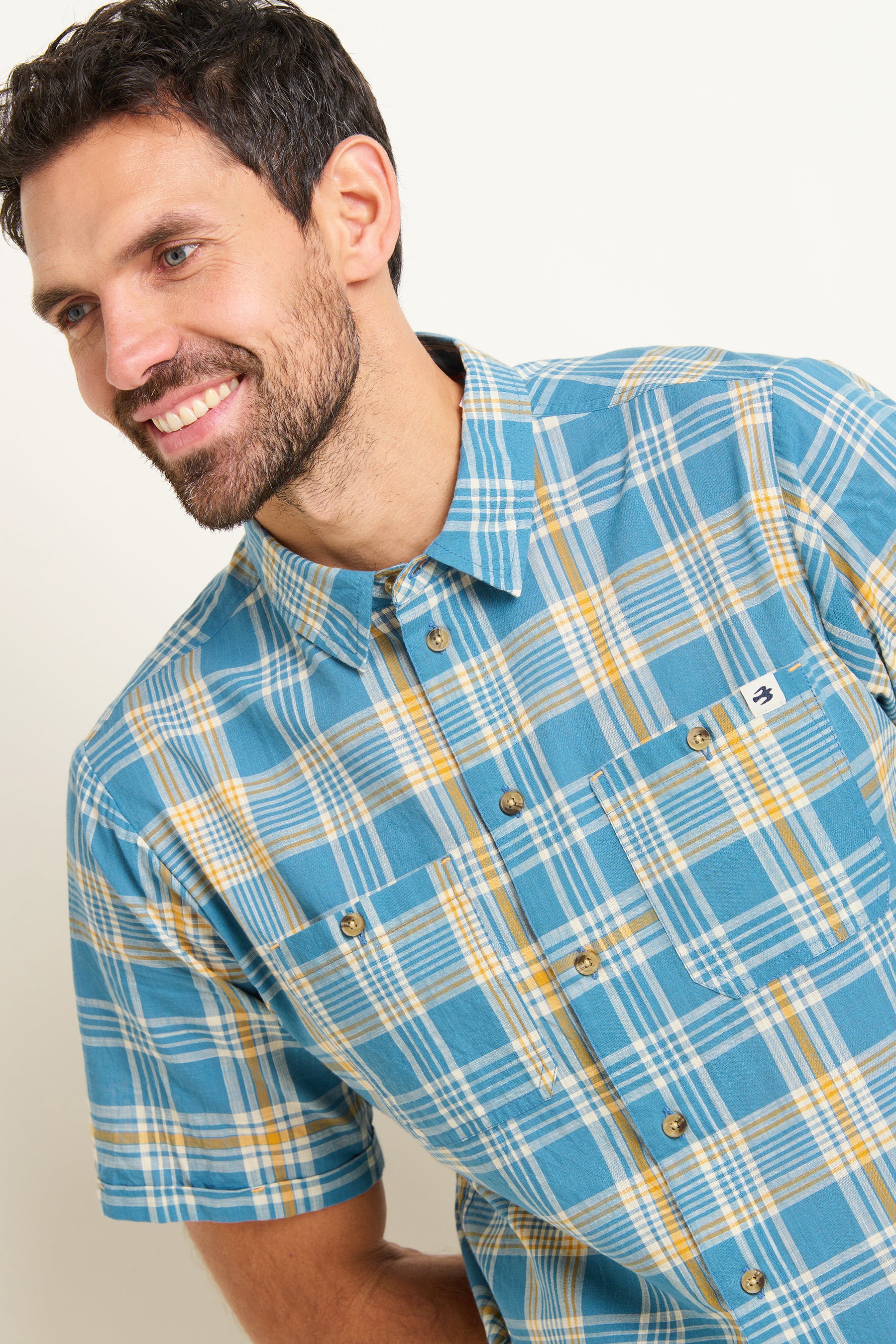 Blue Check Short Sleeve Shirt - Image 3