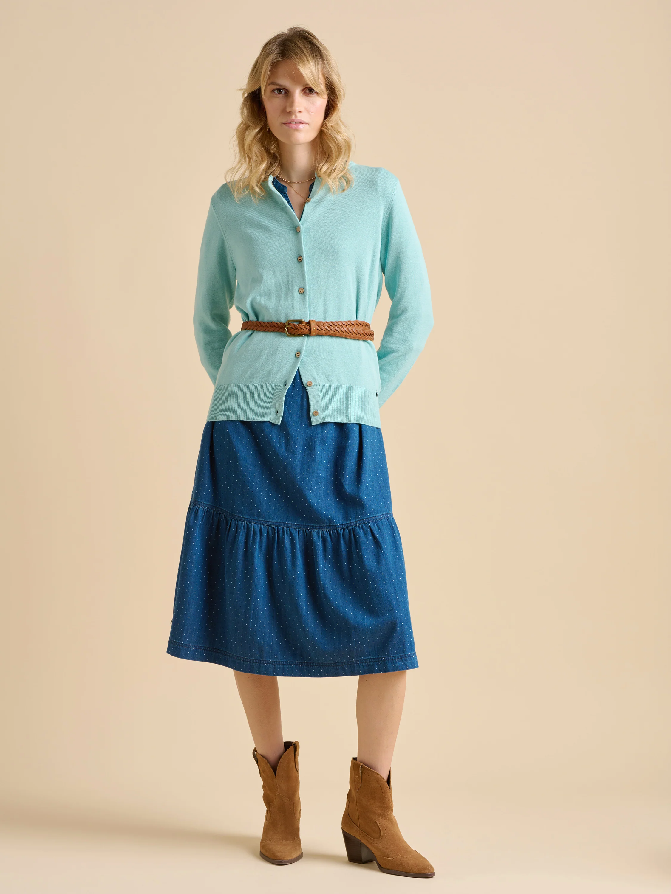 Blue Frill Neck Cardigan
