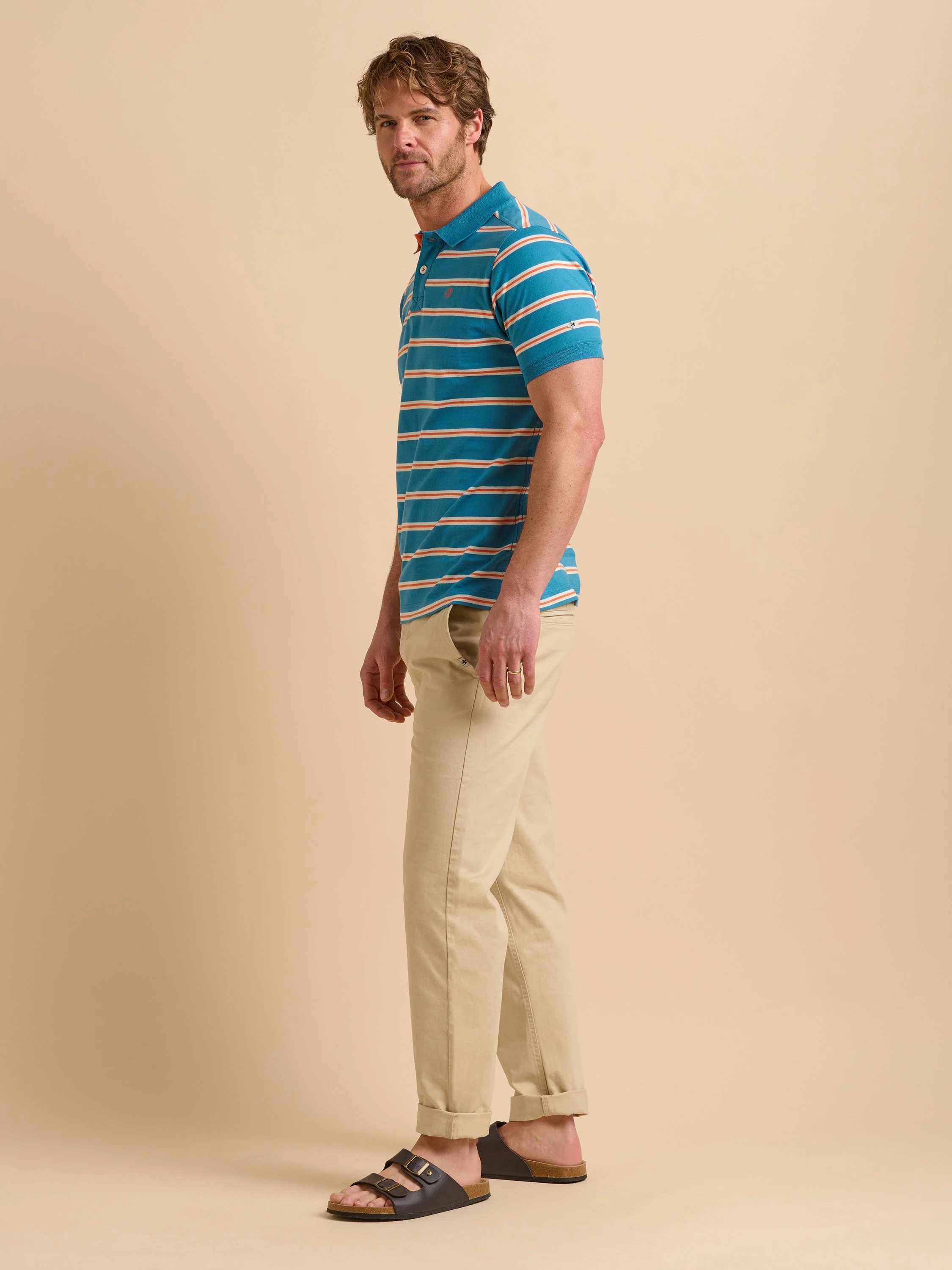Blue Orange Stripe Polo - Image 3
