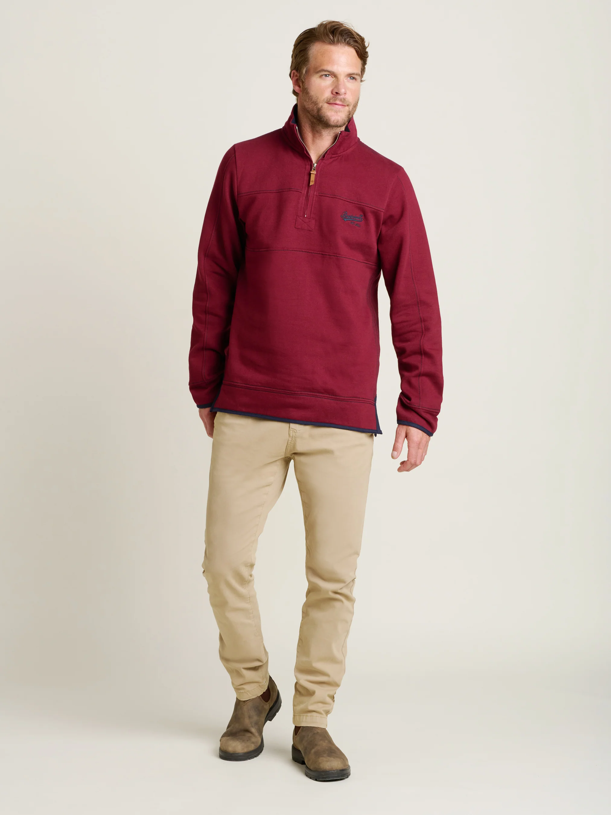 Burgundy Quarter Zip Sweatshirt - Image 2