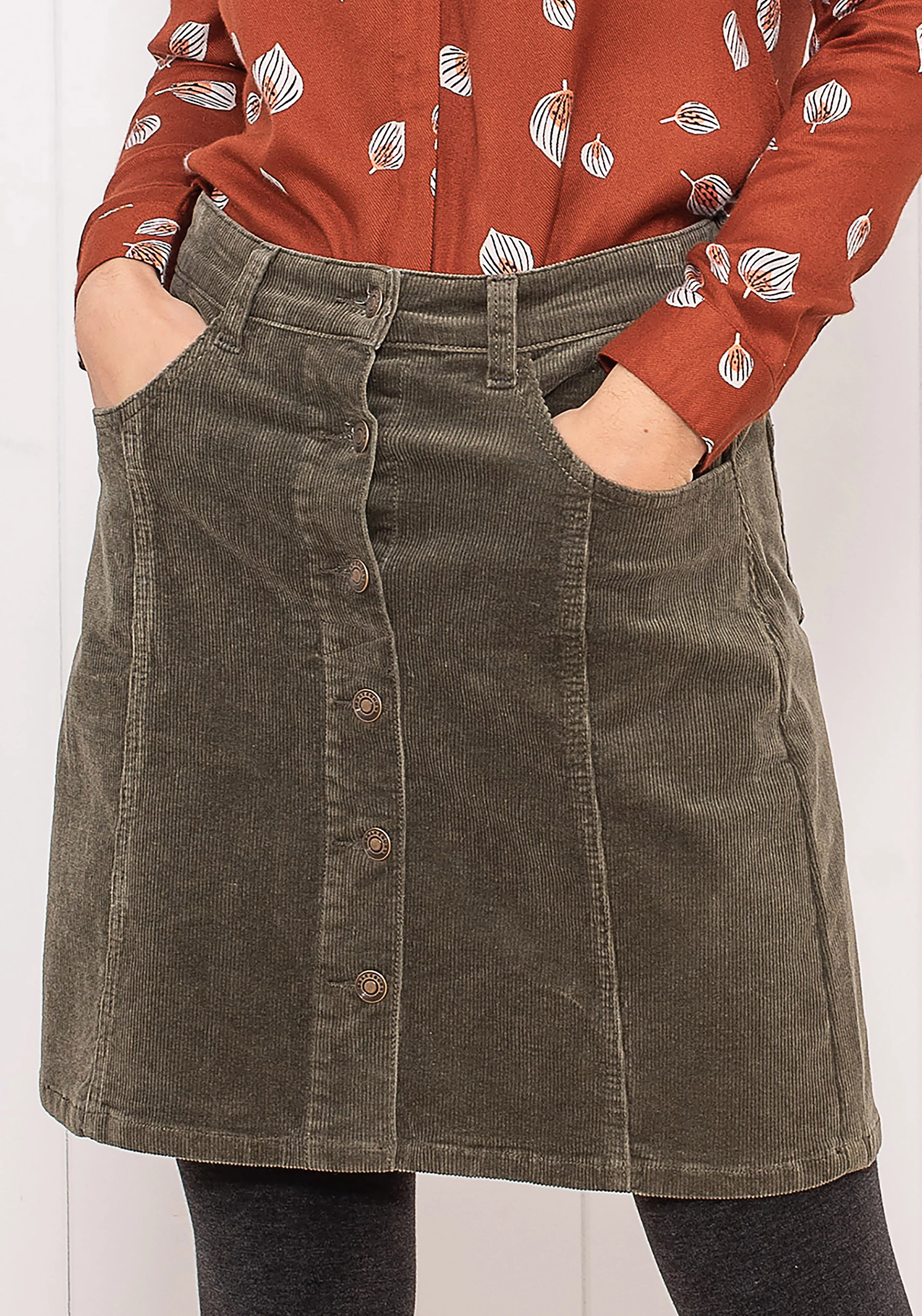 Cord Button Through Skirt - Image 2