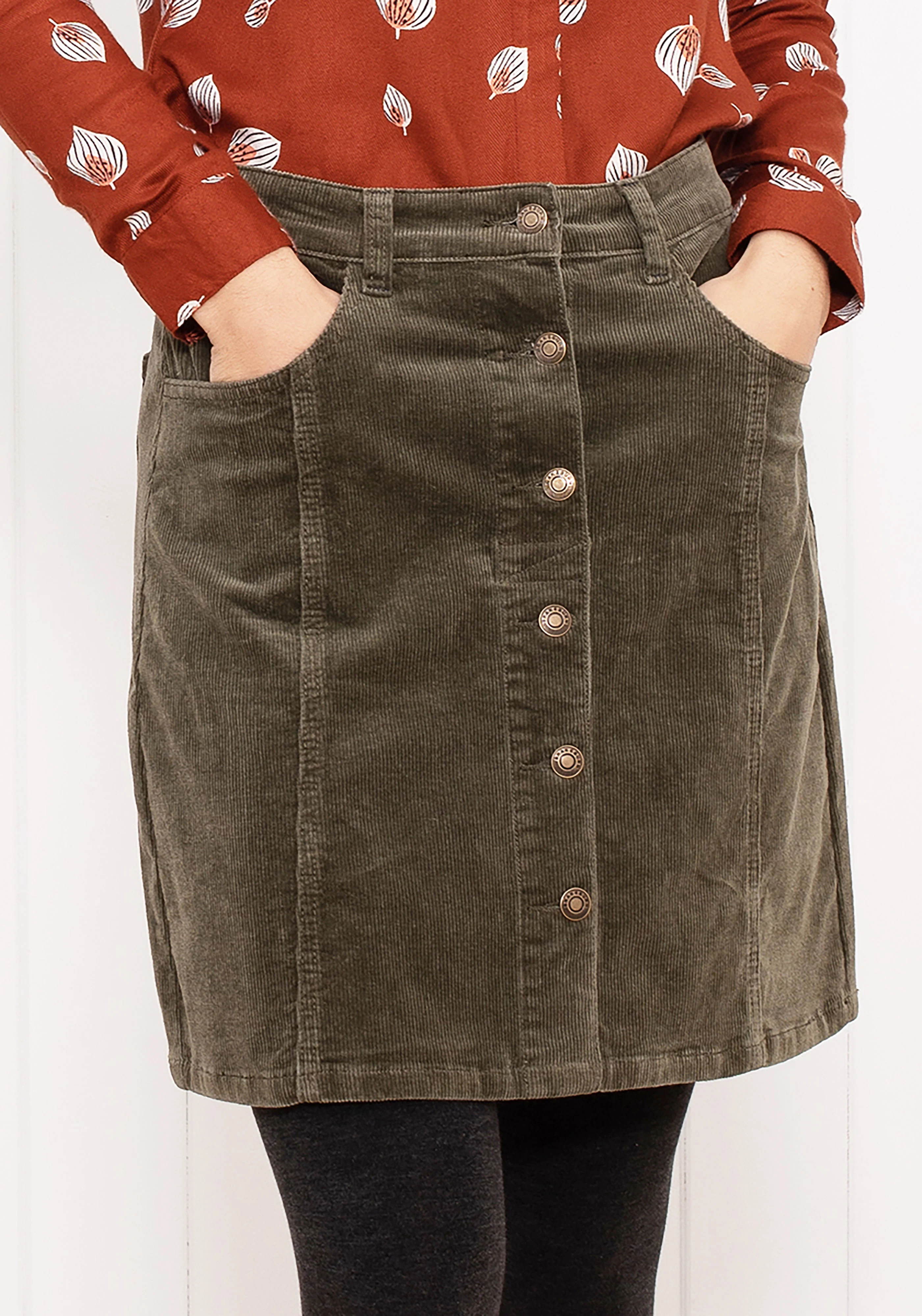 Cord Button Through Skirt - Image 3