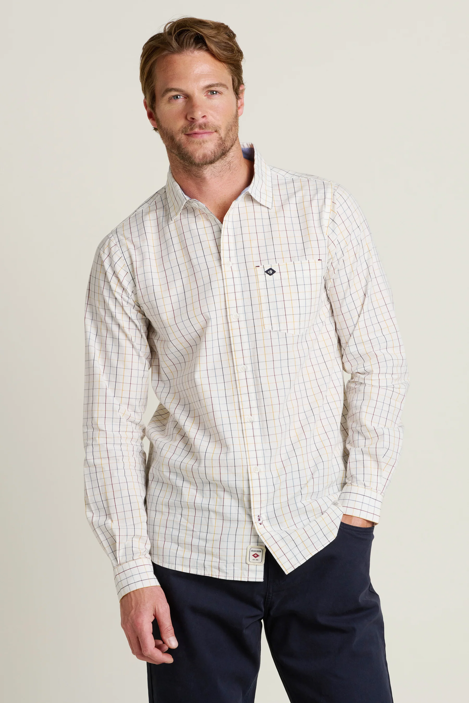 Cream Checked Shirt - Image 3