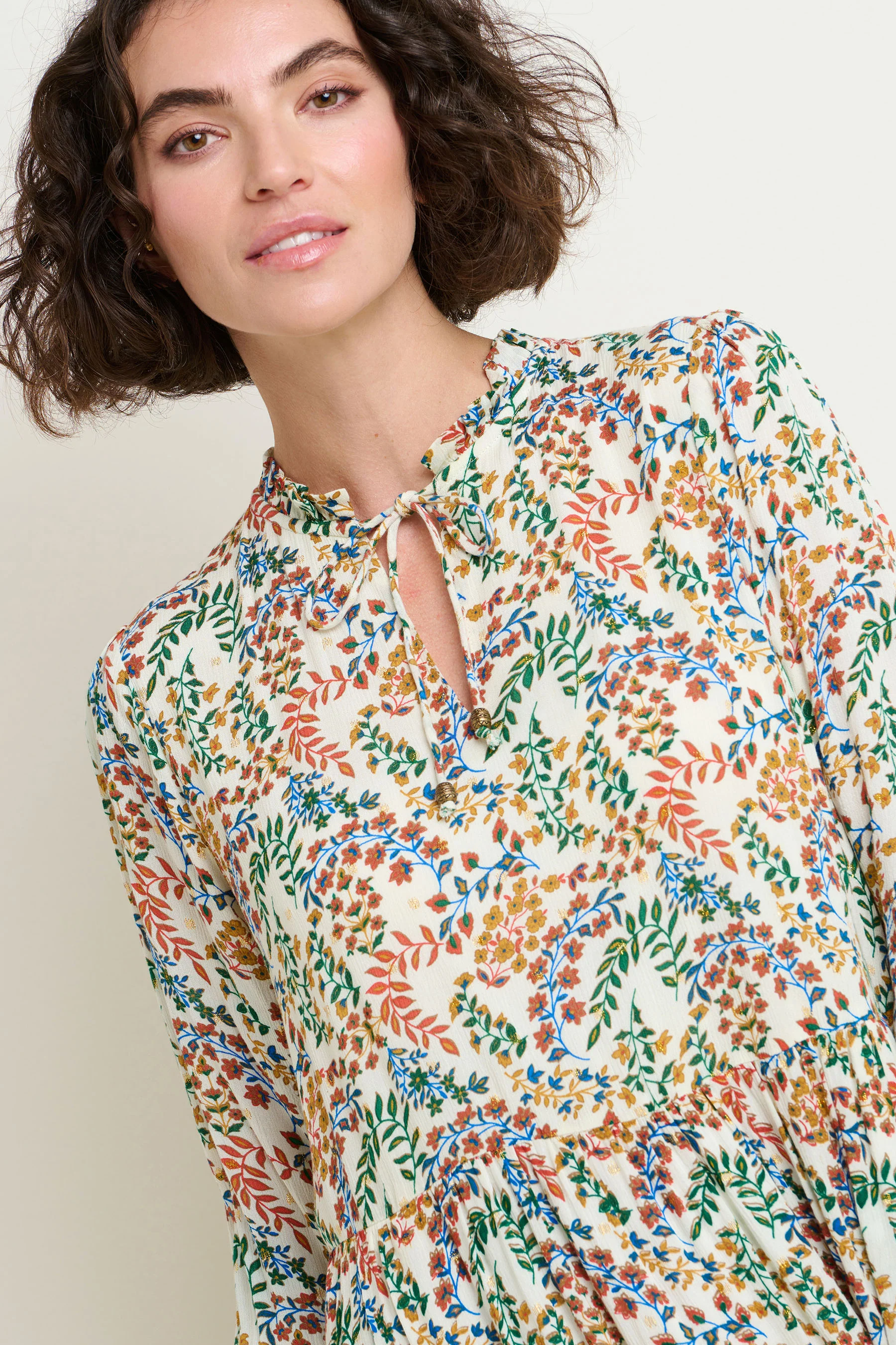 Cream Floral Paisley Midi Dress - Image 3