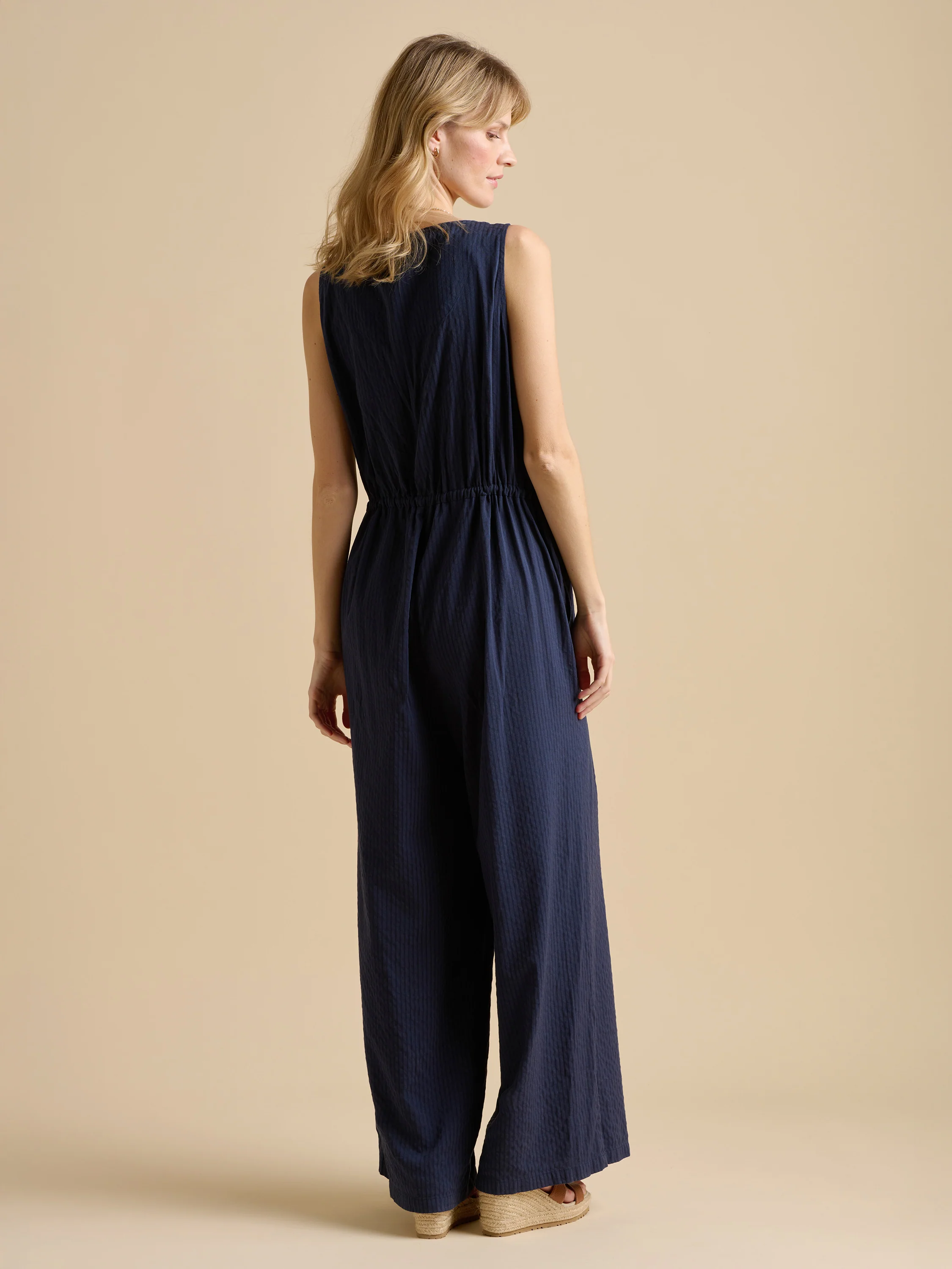 Embroidery Drawstring Tie Jumpsuit - Image 4
