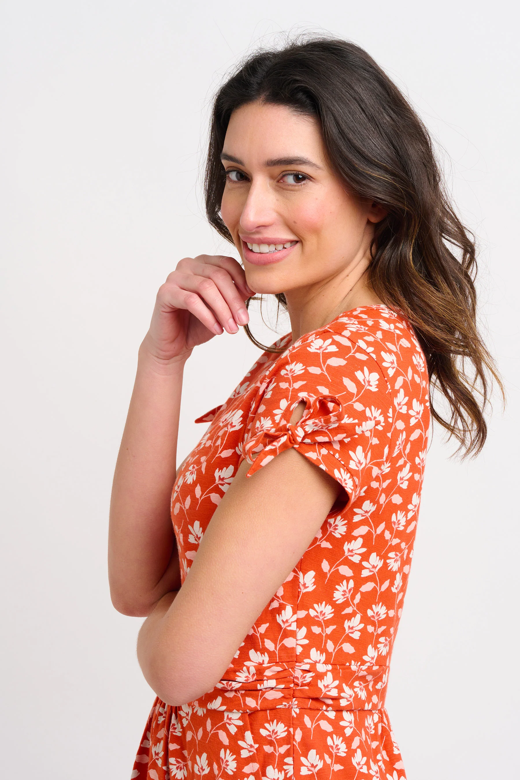 Floating Floral Tie Sleeve Dress - Image 2
