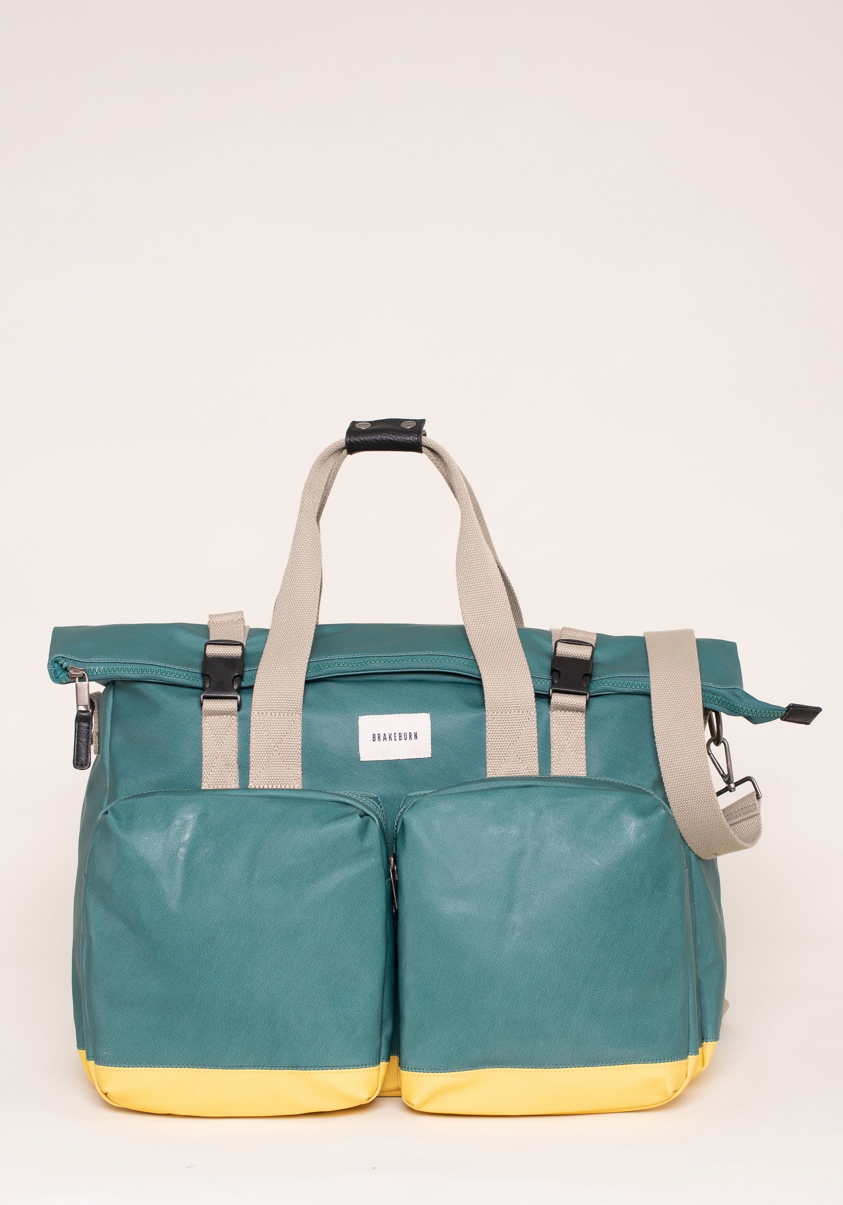 Green And Yellow Rolled Top Holdall Bag - Image 2