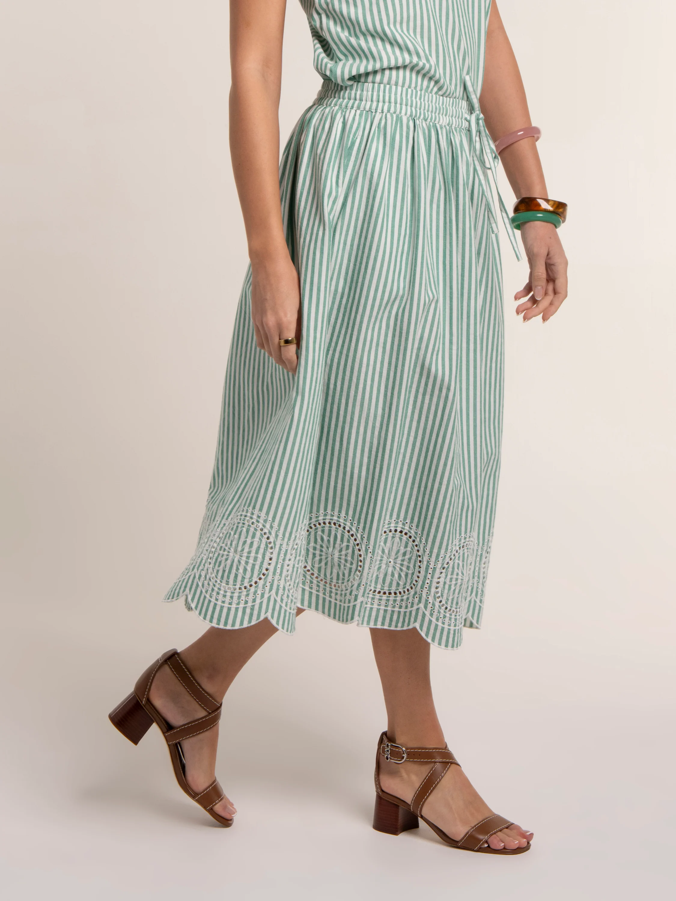 Hannah Stripe Midi Skirt