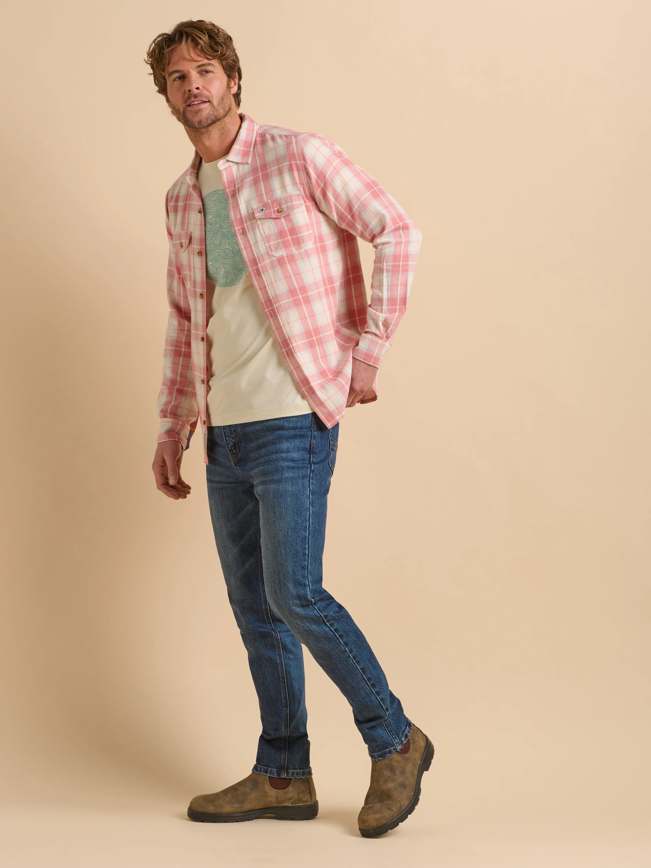 Long Sleeve Pink Check Shirt - Image 4