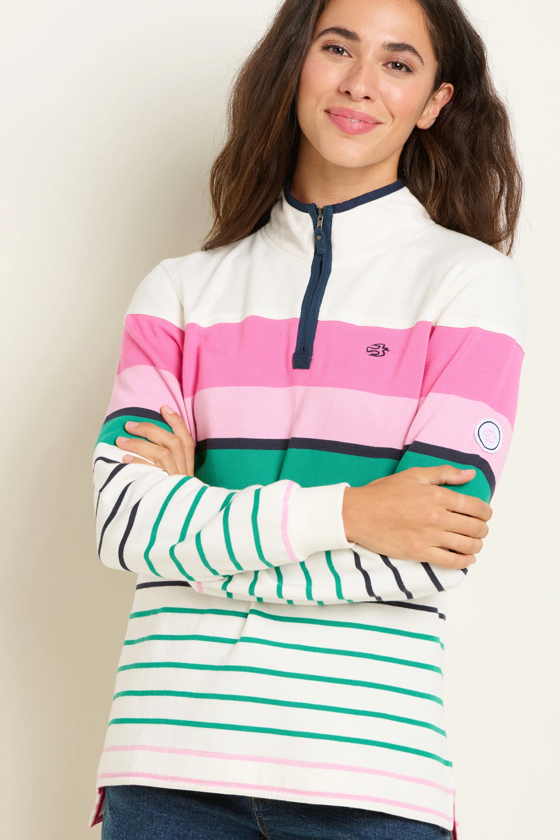 Multi Coloured Stripe Quarter Zip Sweatshirt - Image 3