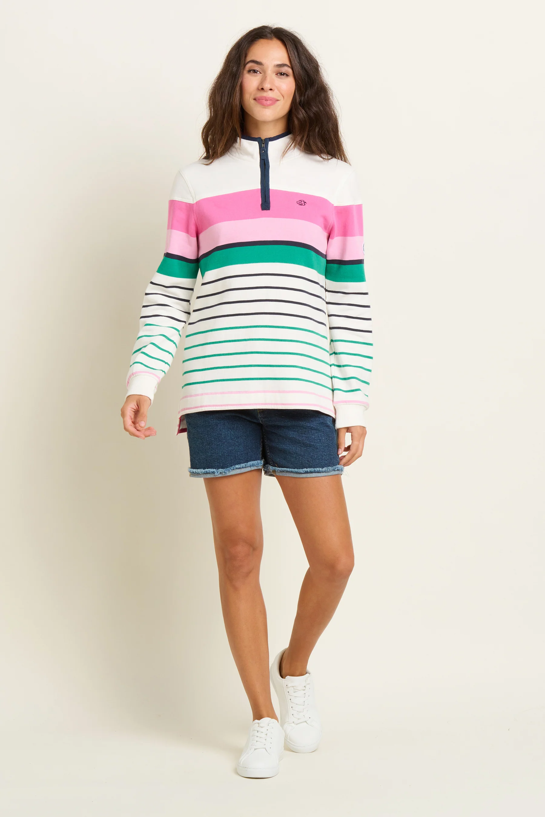 Multi Coloured Stripe Quarter Zip Sweatshirt - Image 4