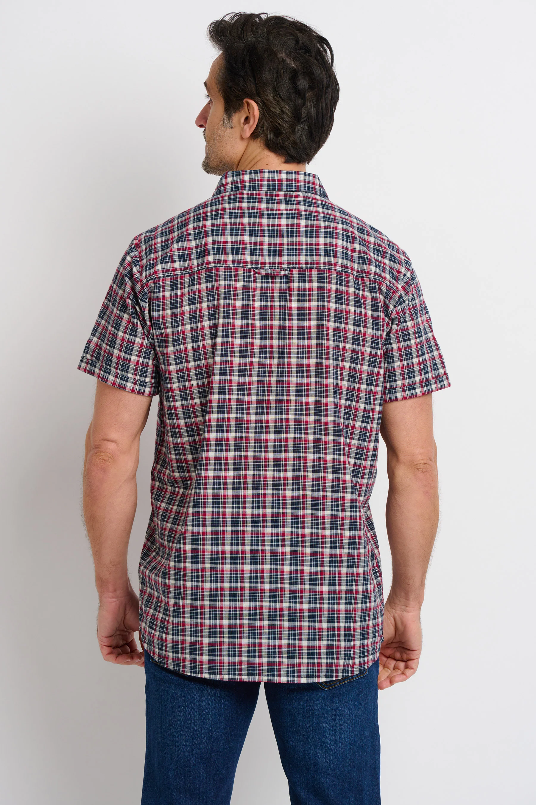 Navy and Red Checked Shirt - Image 2