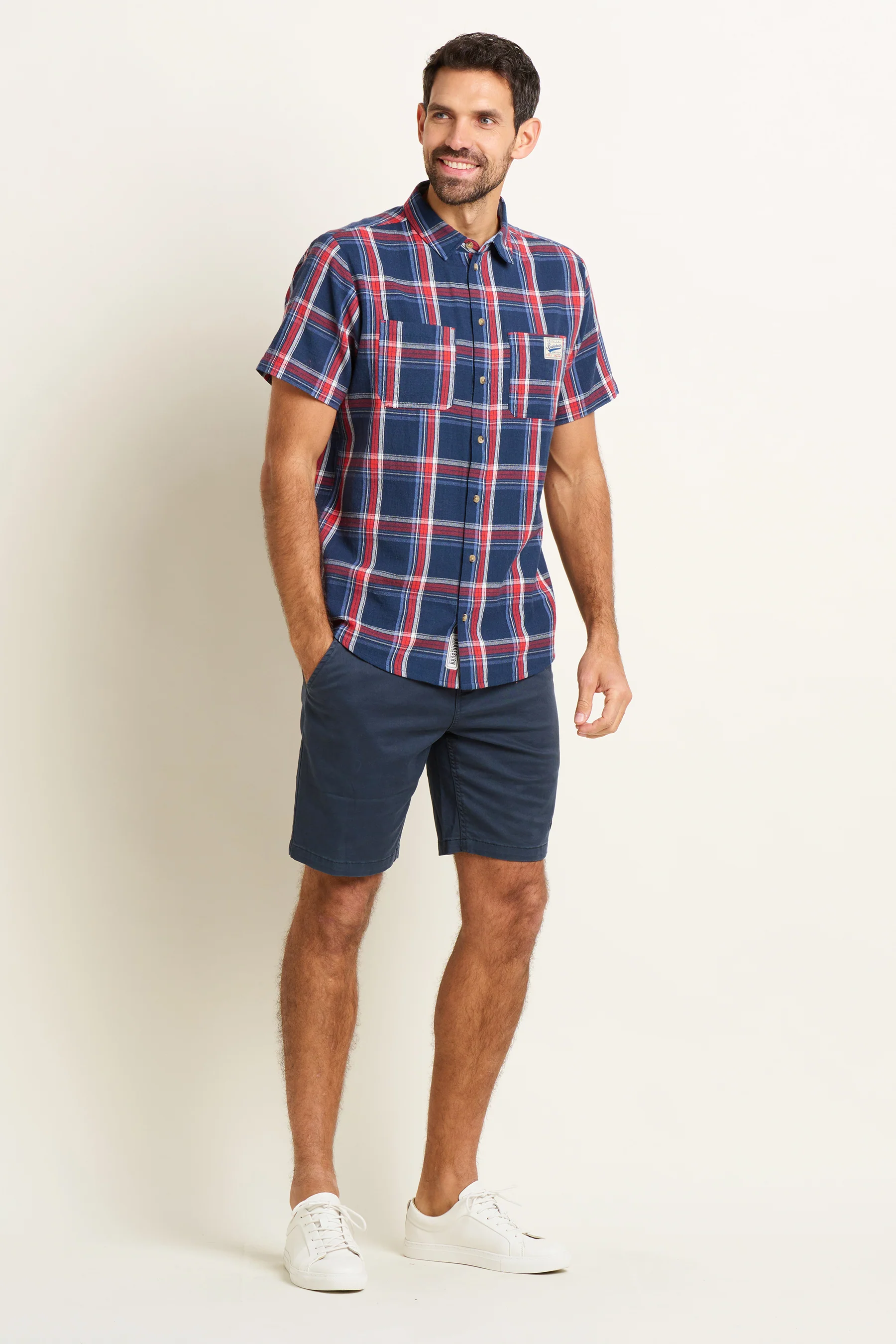 Navy Check Short Sleeve Shirt - Image 4
