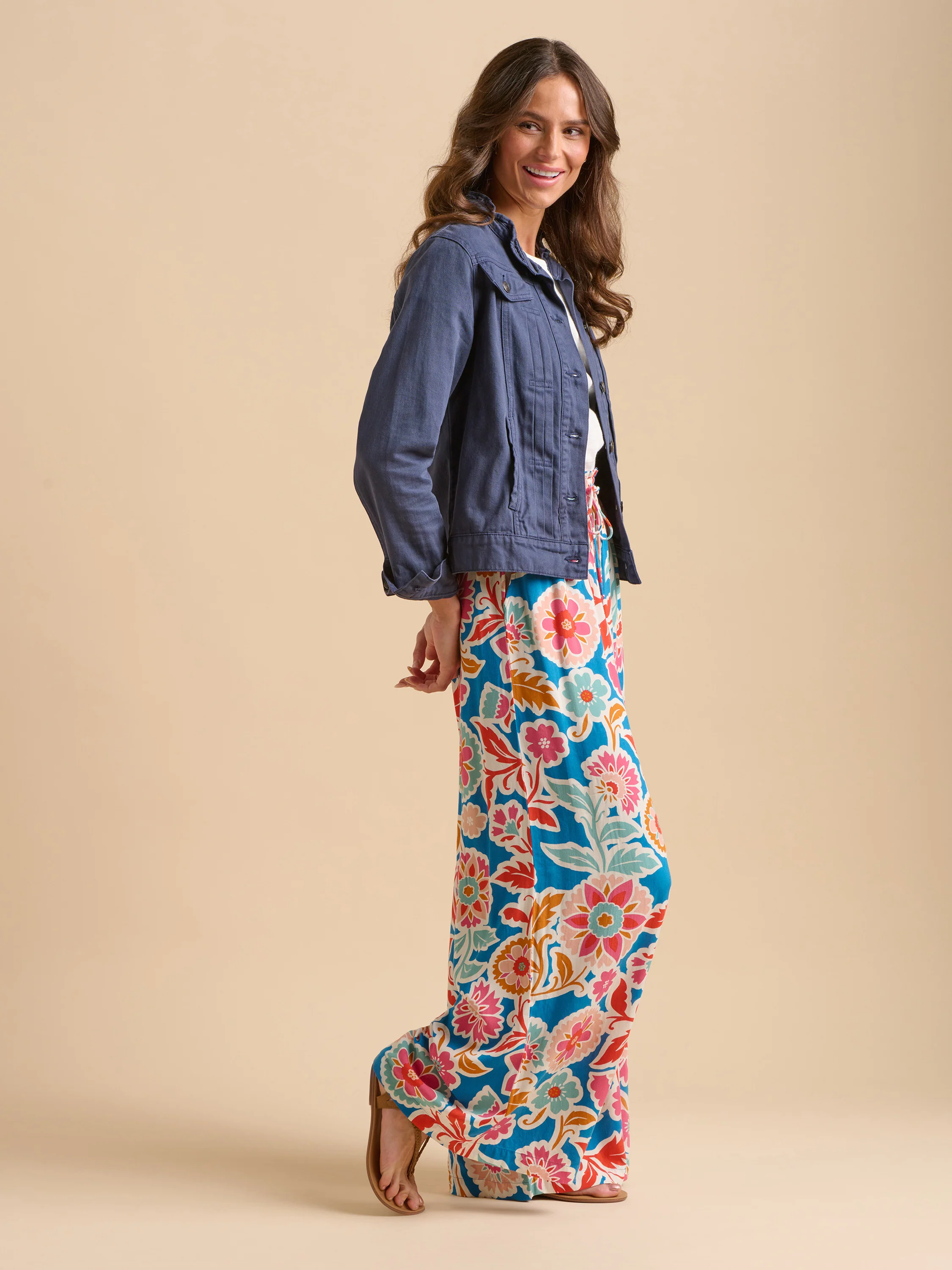 Navy Ruffle Neck Jacket - Image 2