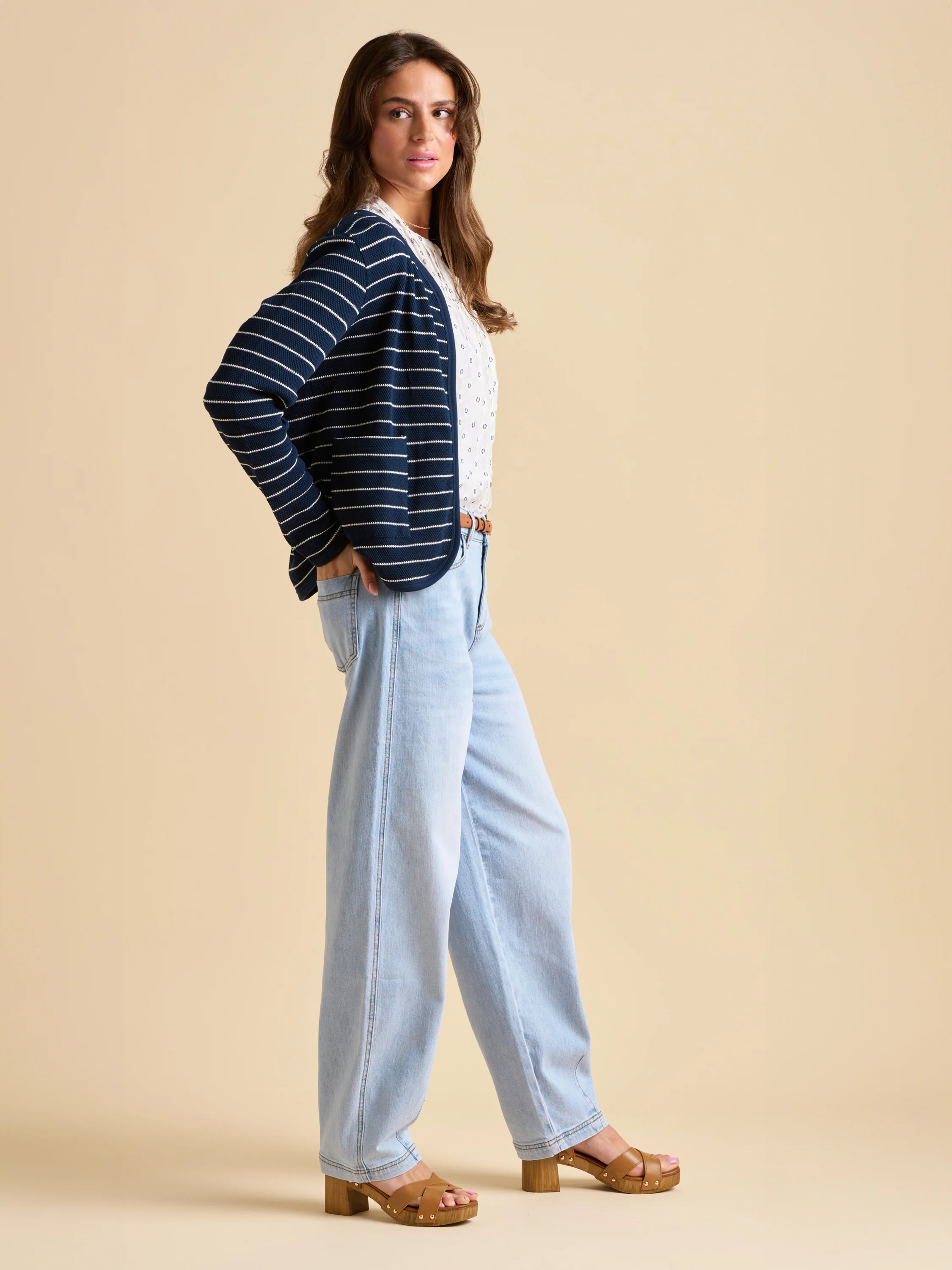 Navy Stripe Sweat Jacket - Image 2