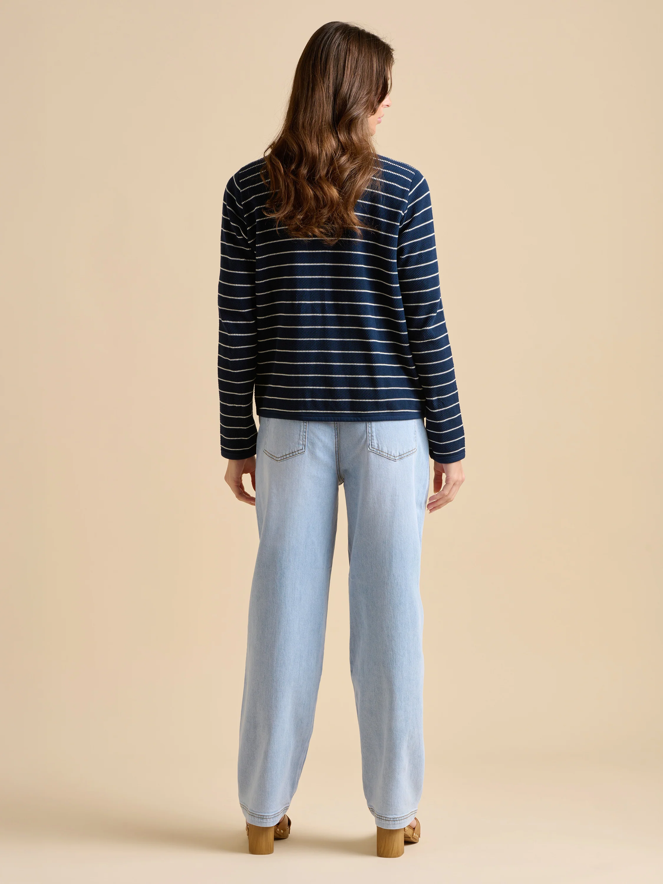 Navy Stripe Sweat Jacket - Image 3