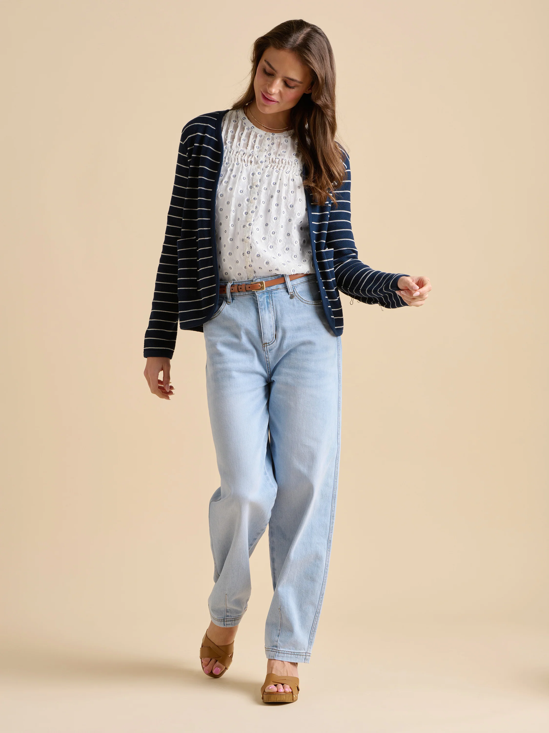 Navy Stripe Sweat Jacket - Image 4