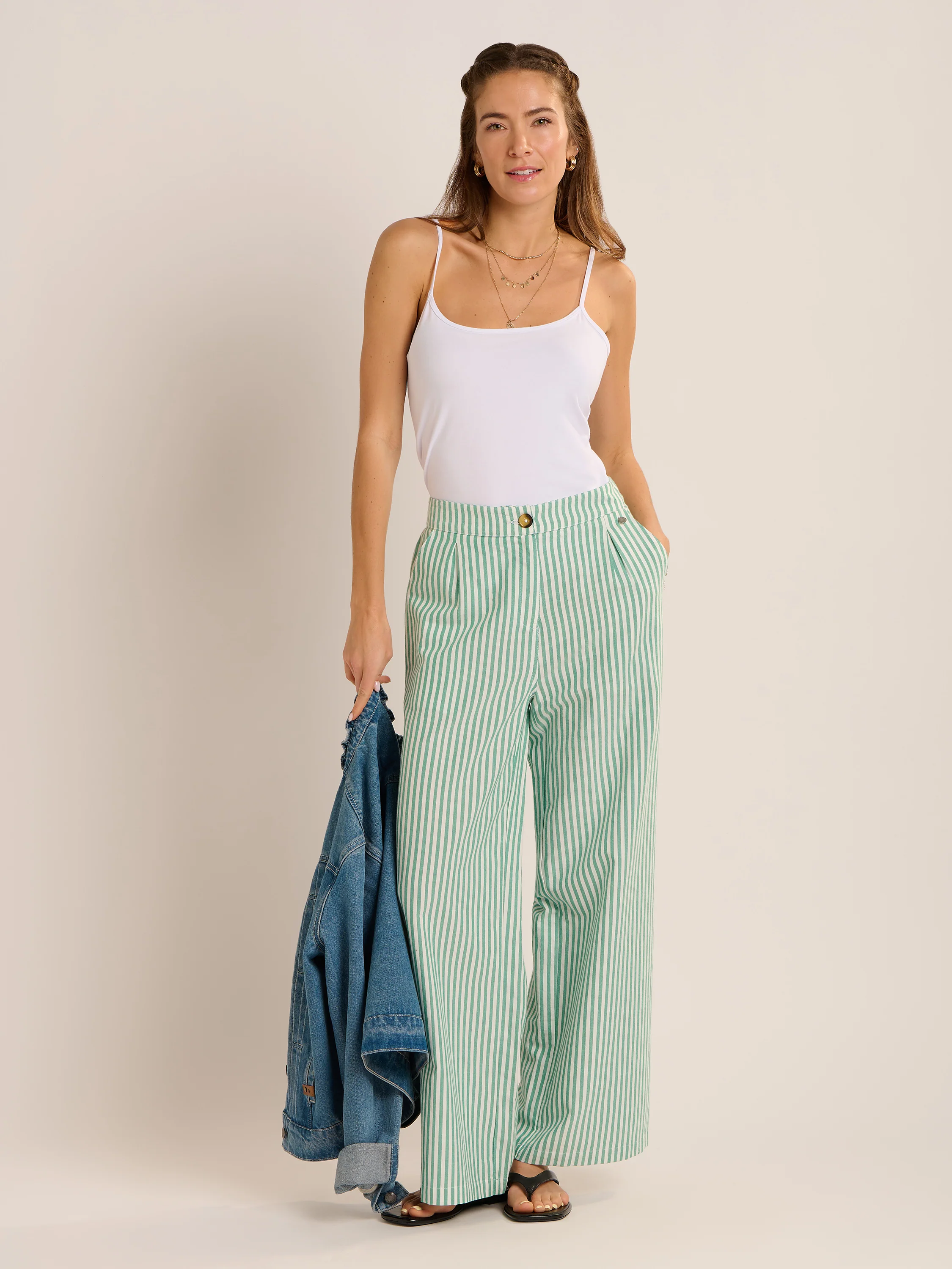 Phoebe Stripe Wide Leg Trouser - Image 6