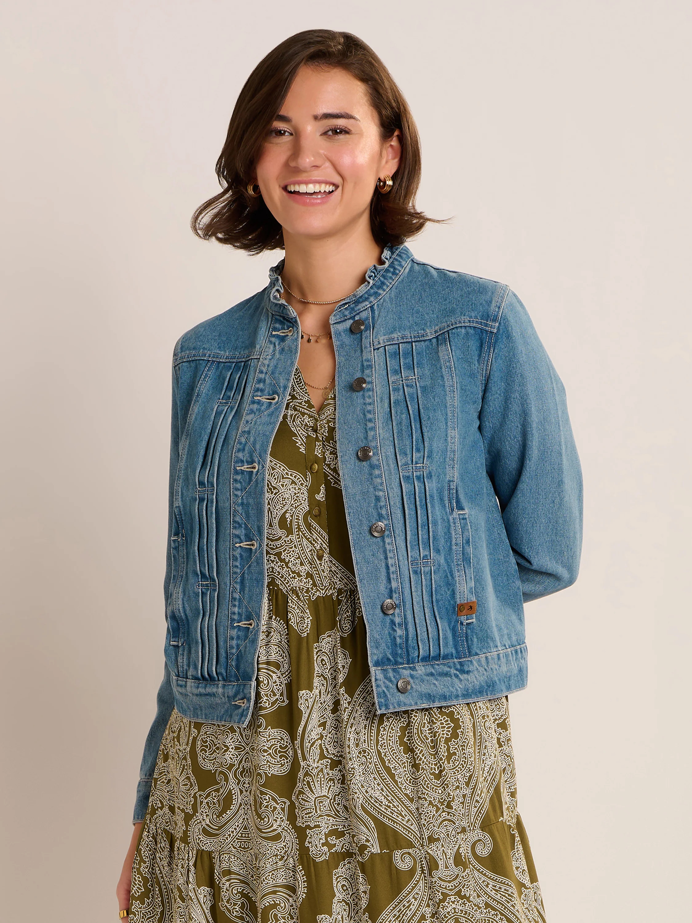 Ruffle Neck Denim Jacket - Image 2