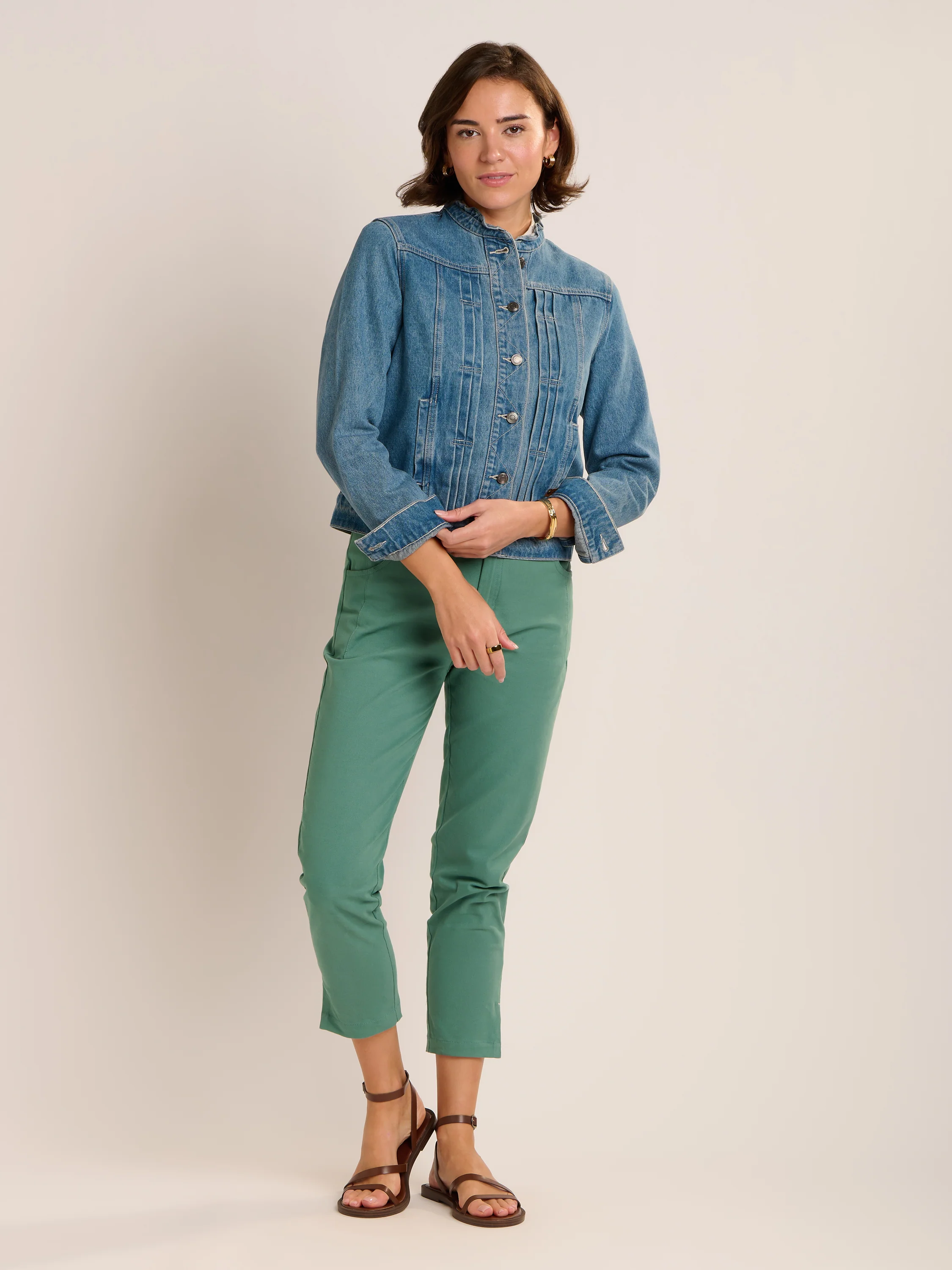 Ruffle Neck Denim Jacket - Image 7