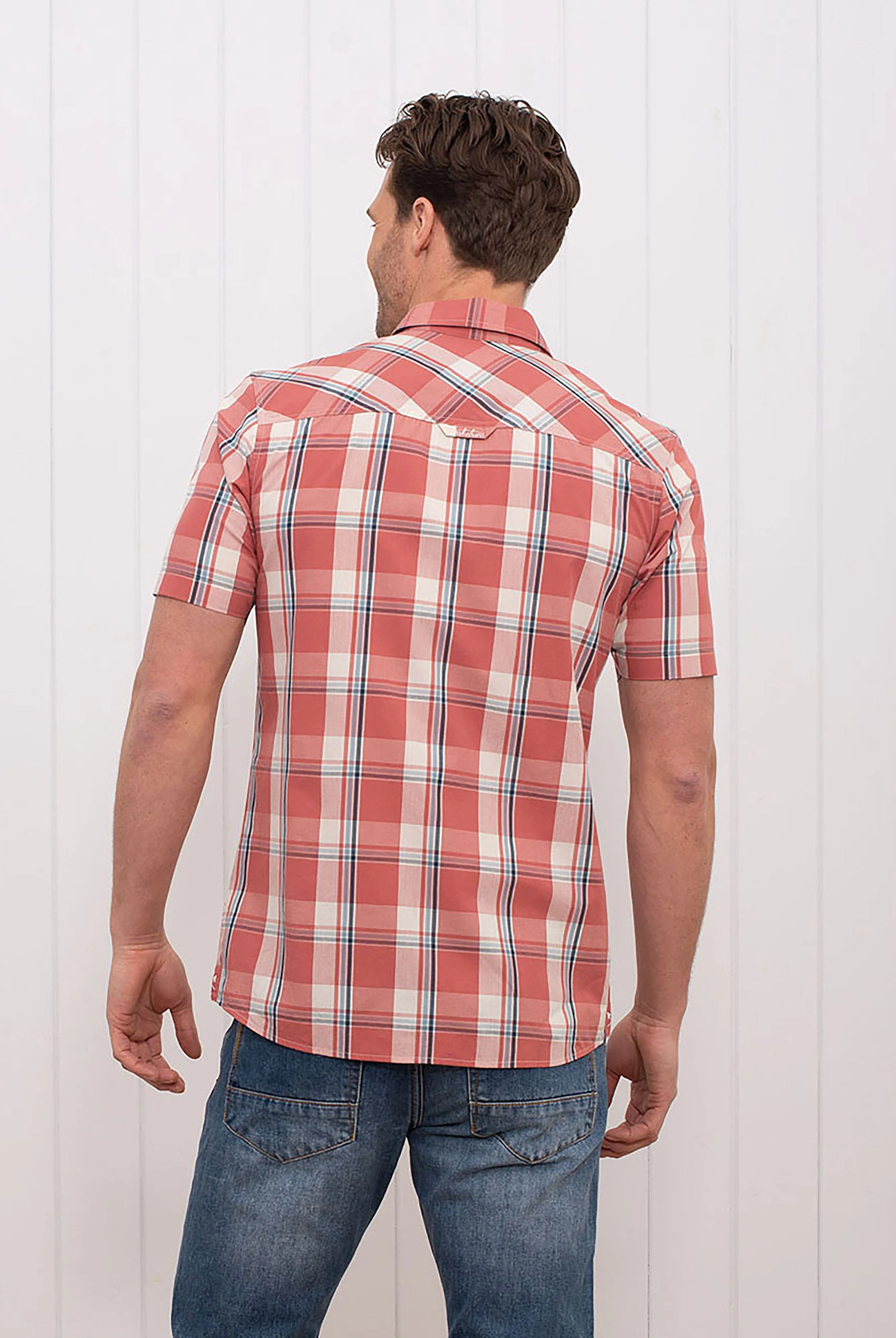 Short Sleeve Check Shirt Red - Image 3