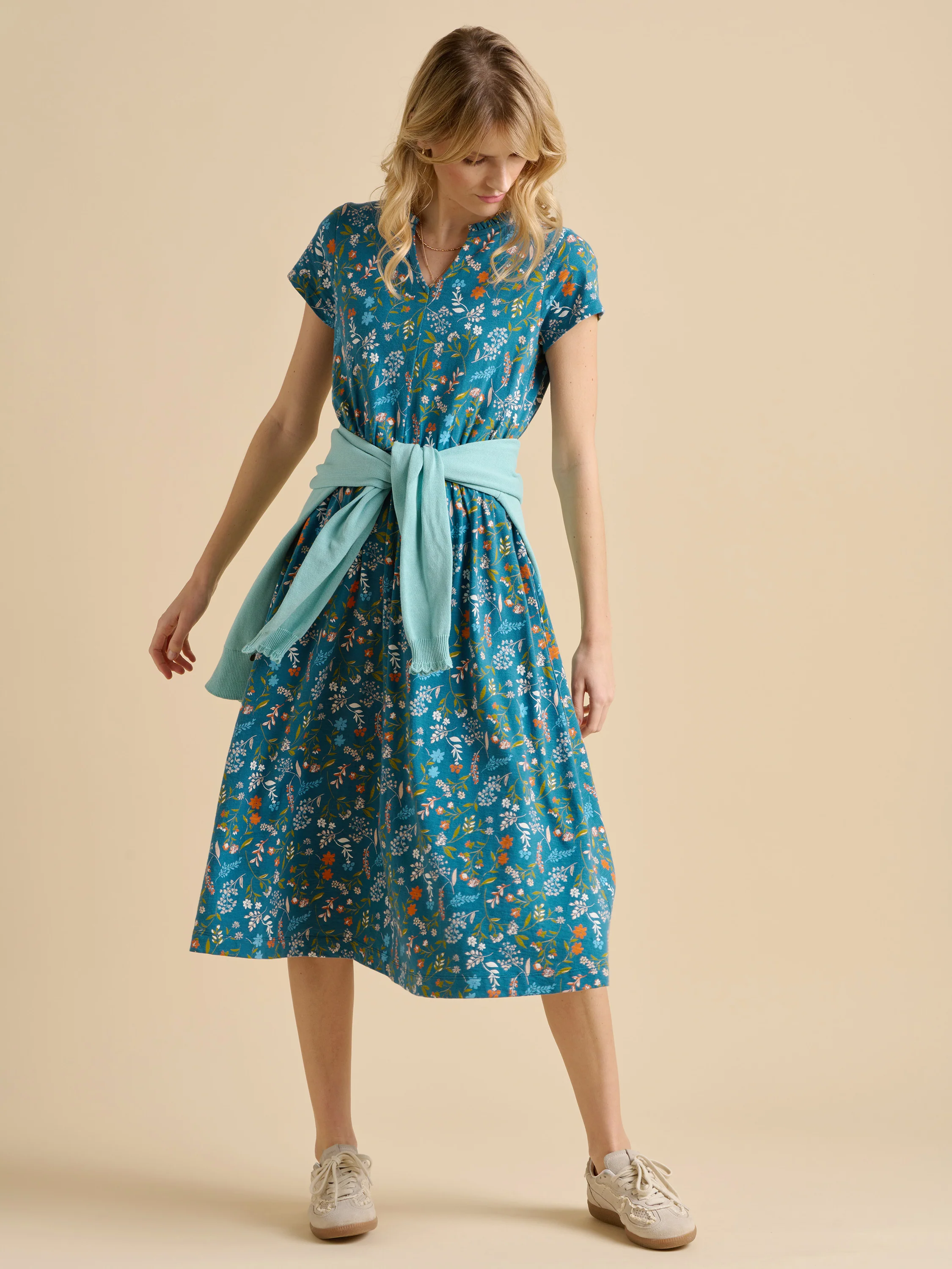 Teal Shoreline Meadow Midi Dress - Image 5