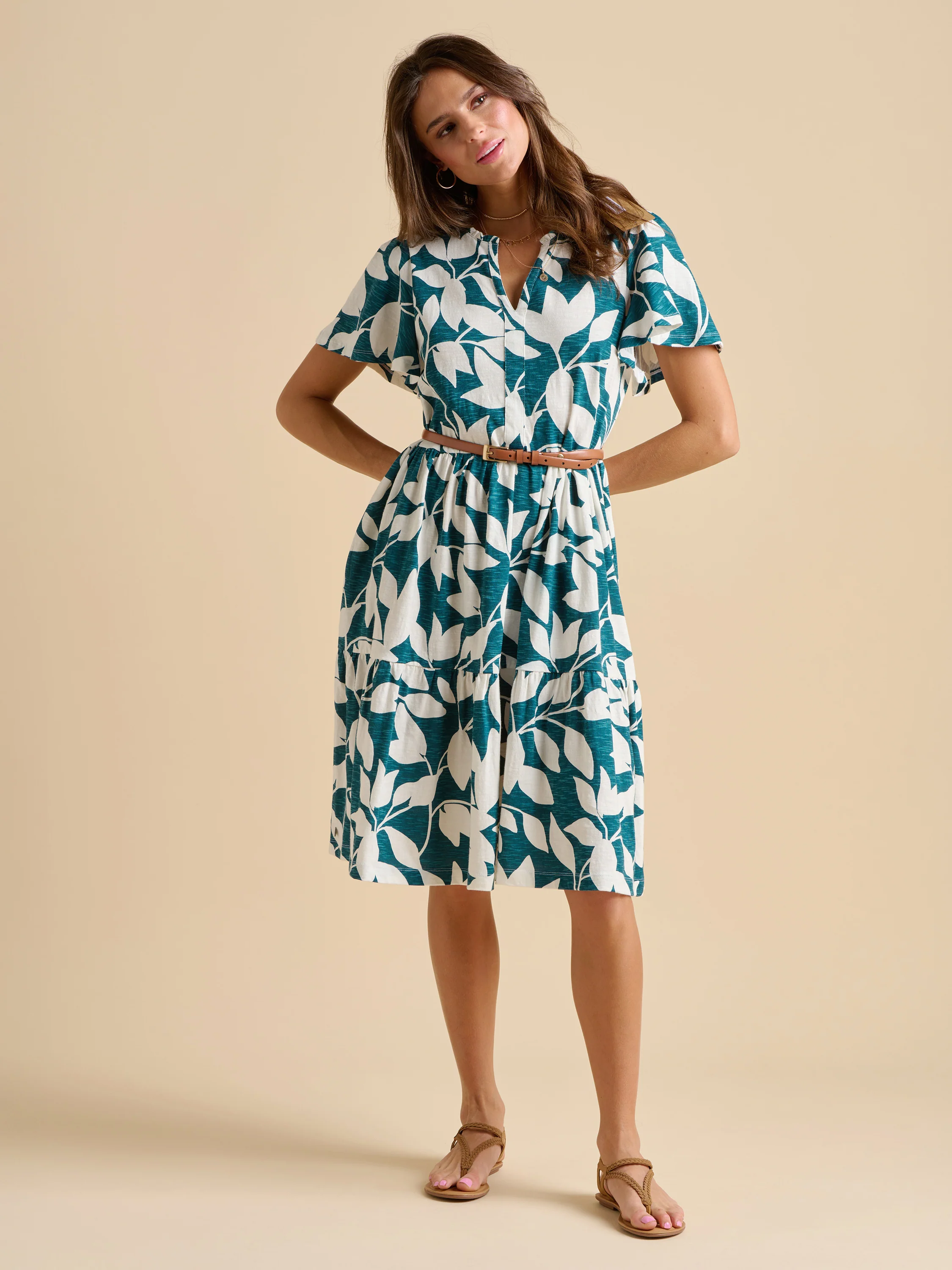 Woodland Leaves Knee Length Dress - Image 4