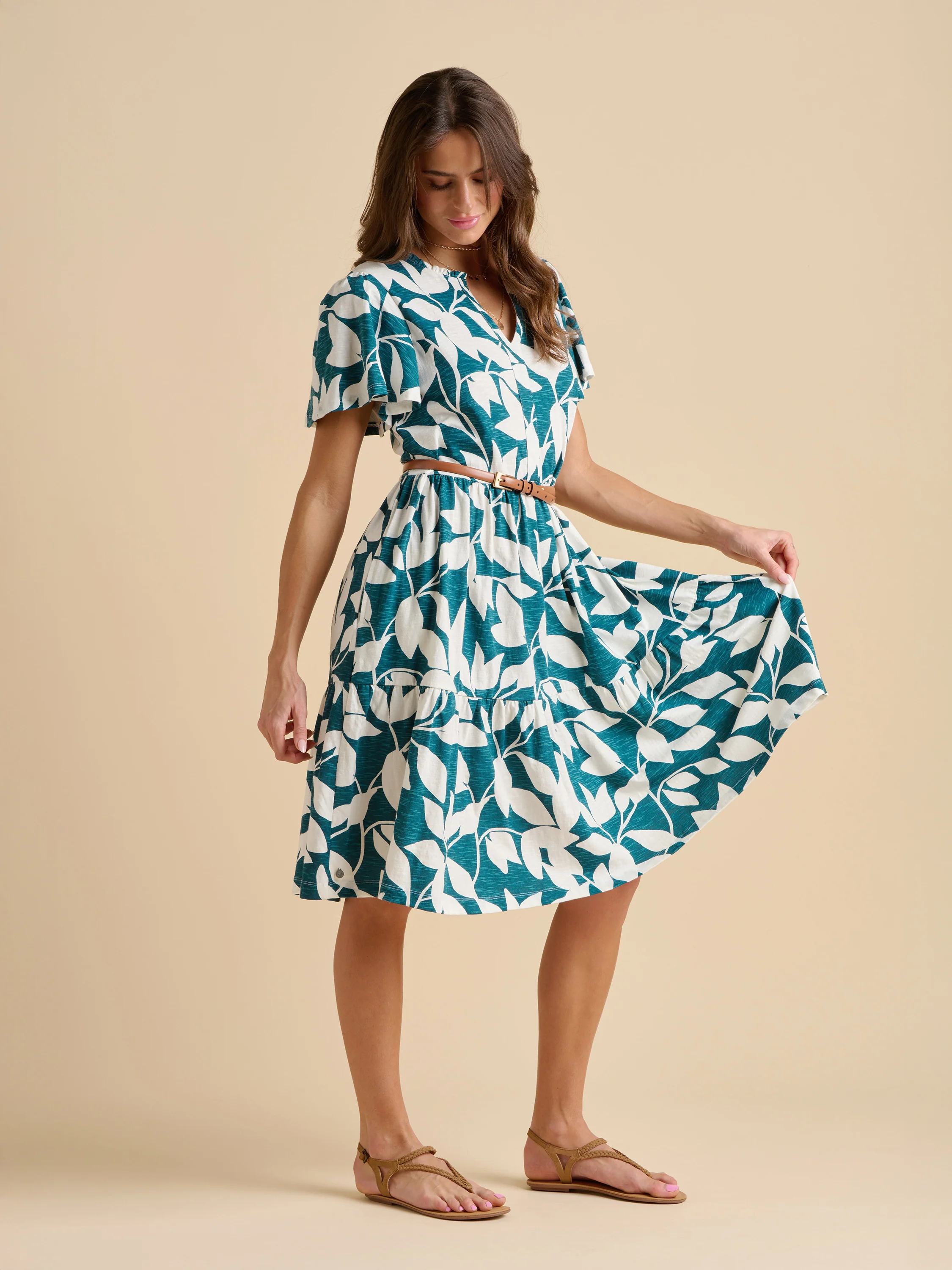 Woodland Leaves Knee Length Dress - Image 5